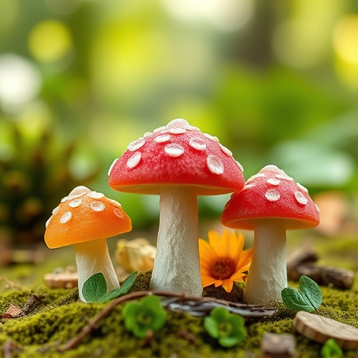 Magic Mushroom Gummies with Nature Background