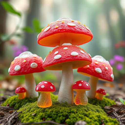 Magic Mushroom Gummies with Nature Background