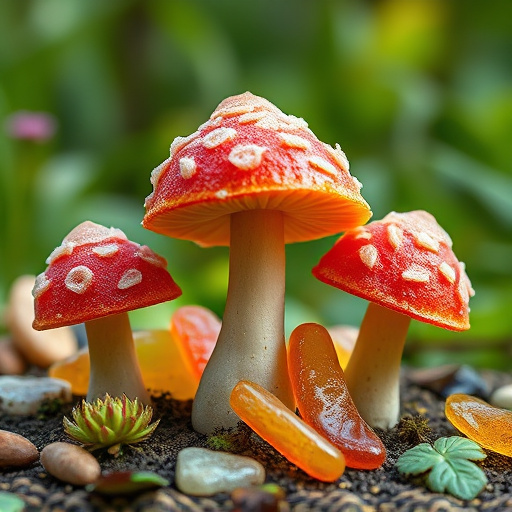 Magic Mushroom Gummies with Nature Background