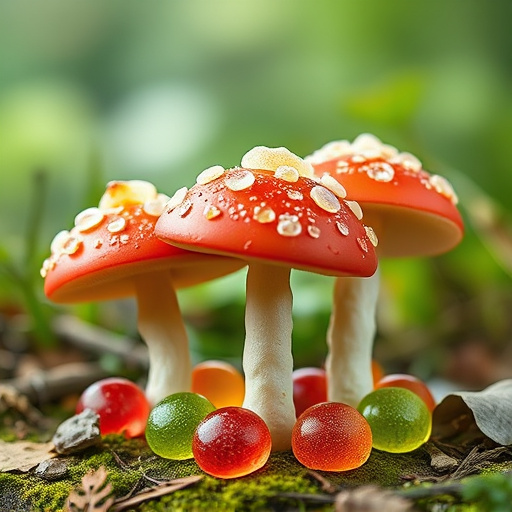 Magic Mushroom Gummies with Nature Background