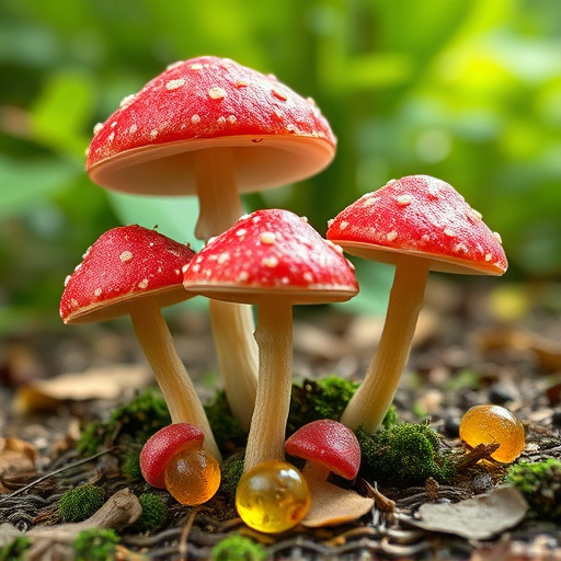 Magic Mushroom Gummies with Nature Background