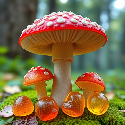 Magic Mushroom Gummies with Nature Background