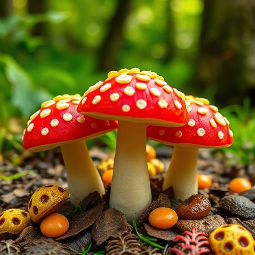 Magic Mushroom Gummies with Nature Background