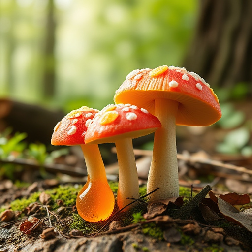 Magic Mushroom Gummies with Nature Background