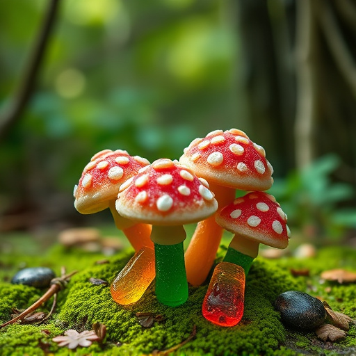 Magic Mushroom Gummies with Nature Background