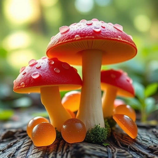Magic Mushroom Gummies with Nature Background