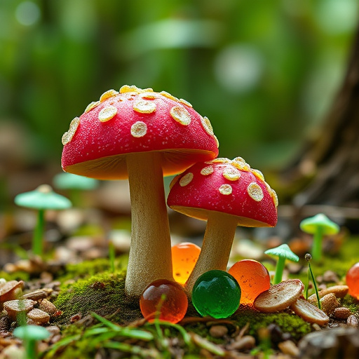 Magic Mushroom Gummies with Nature Background