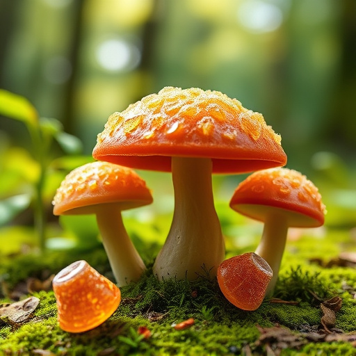 Magic Mushroom Gummies with Nature Background