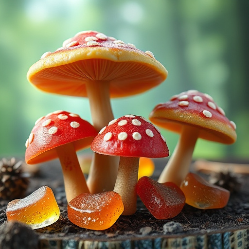 Magic Mushroom Gummies with Nature Background