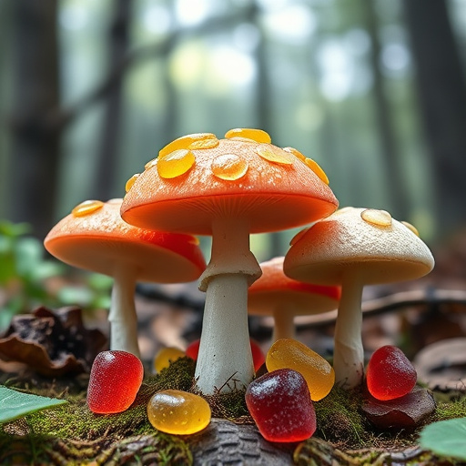 Magic Mushroom Gummies with Nature Background