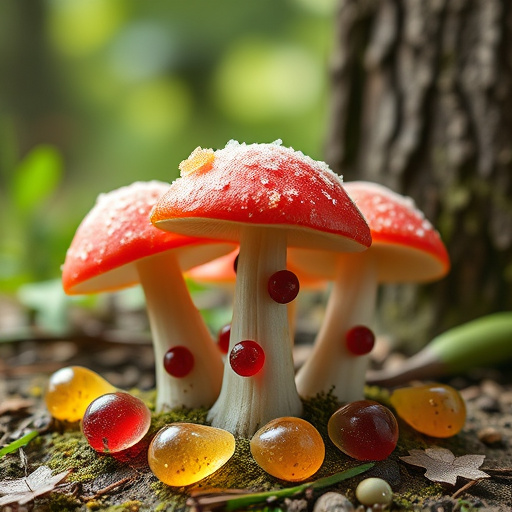 Magic Mushroom Gummies with Nature Background