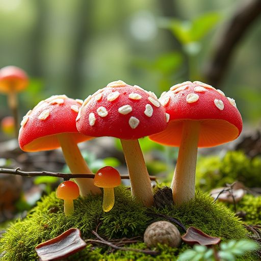 Magic Mushroom Gummies with Nature Background