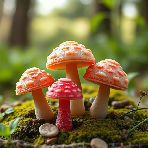 Magic Mushroom Gummies with Nature Background