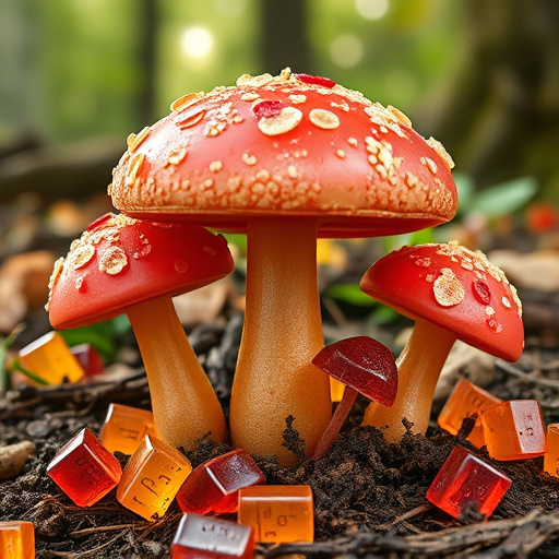 Magic Mushroom Gummies with Nature Background
