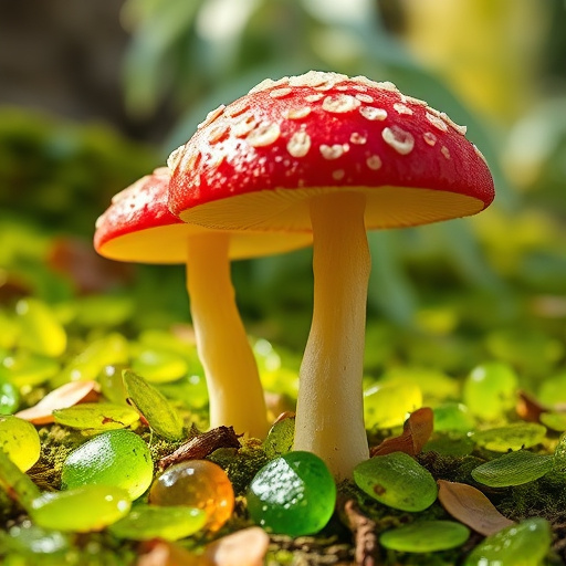 Magic Mushroom Gummies with Nature Background