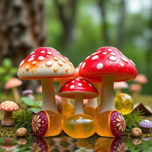 Magic Mushroom Gummies with Nature Background
