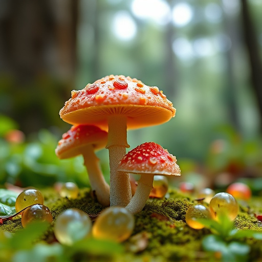 Magic Mushroom Gummies with Nature Background