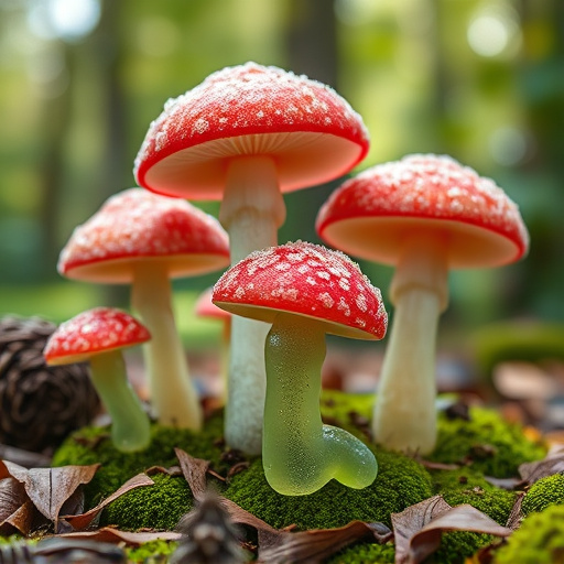Magic Mushroom Gummies with Nature Background