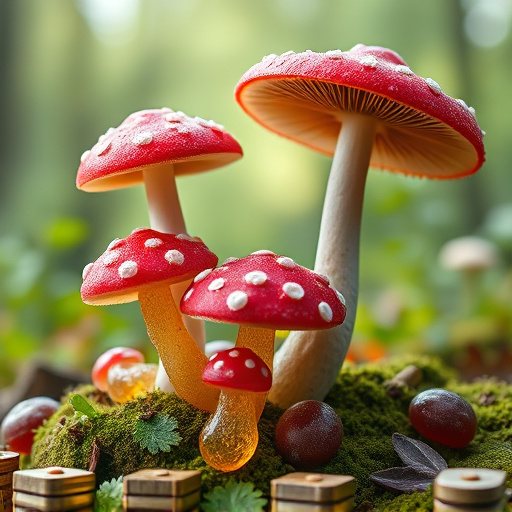 Magic Mushroom Gummies with Nature Background
