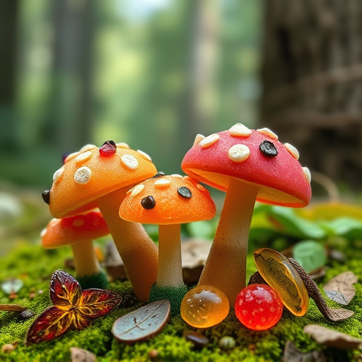 Magic Mushroom Gummies with Nature Background