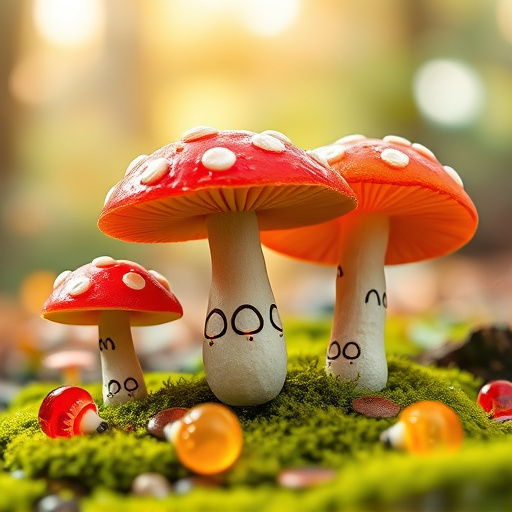 Magic Mushroom Gummies with Nature Background