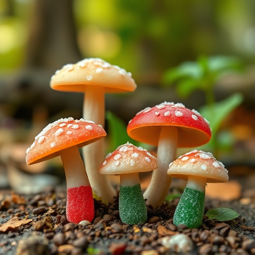 Magic Mushroom Gummies with Nature Background