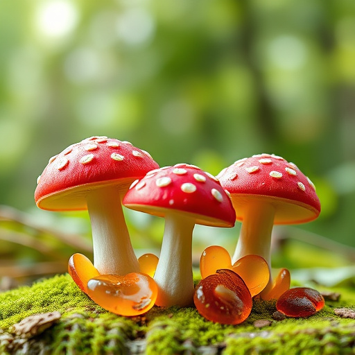 Magic Mushroom Gummies with Nature Background