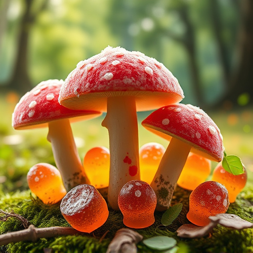 Magic Mushroom Gummies with Nature Background