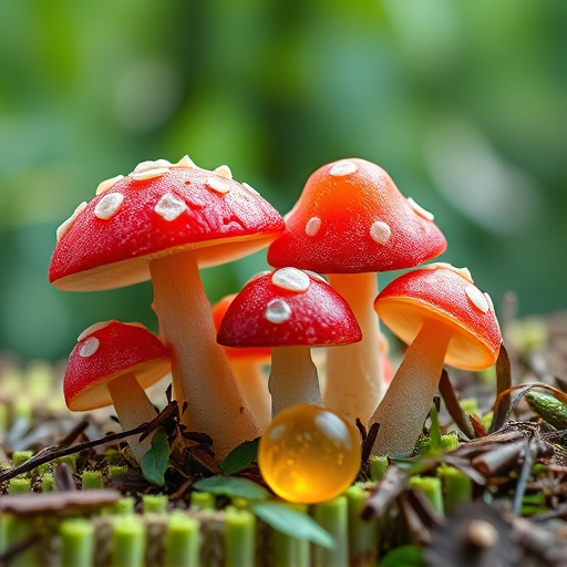 Magic Mushroom Gummies with Nature Background