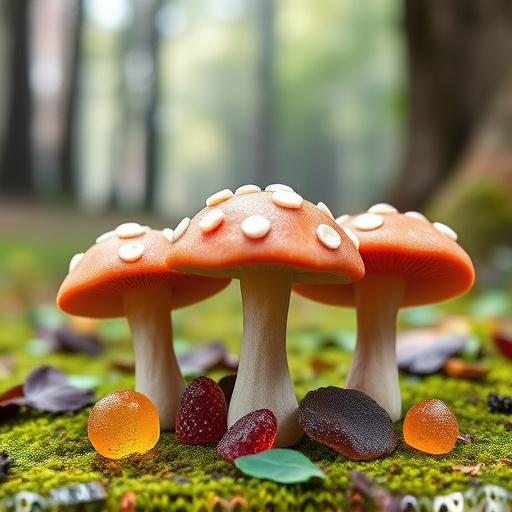 Magic Mushroom Gummies with Nature Background
