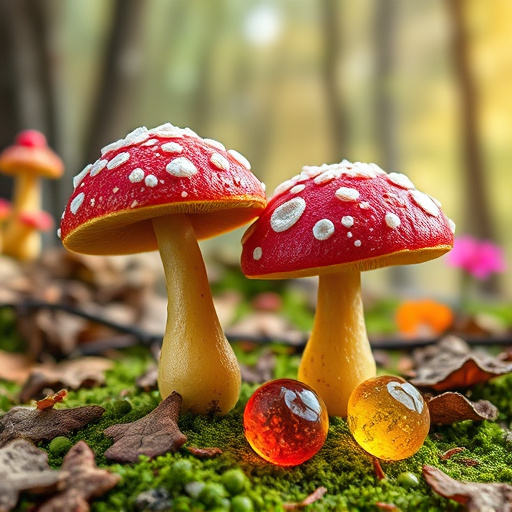 Magic Mushroom Gummies with Nature Background