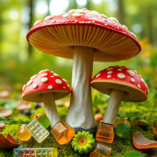 Magic Mushroom Gummies with Nature Background