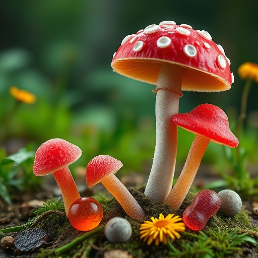 Magic Mushroom Gummies with Nature Background