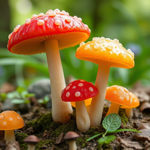 Magic Mushroom Gummies with Nature Background