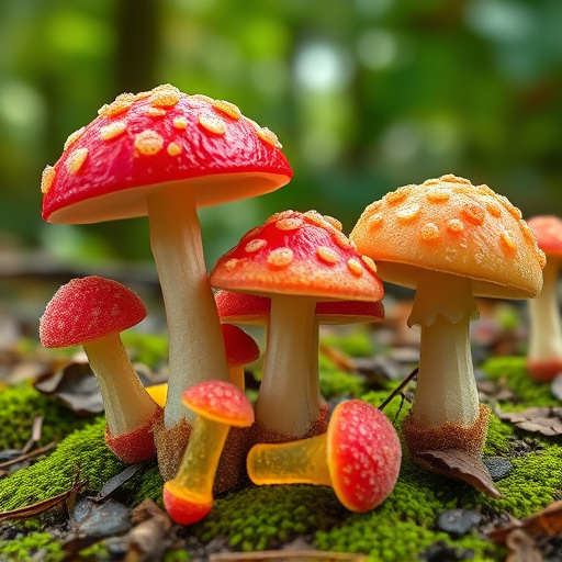 Magic Mushroom Gummies with Nature Background