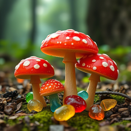 Magic Mushroom Gummies with Nature Background
