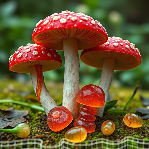 Magic Mushroom Gummies with Nature Background