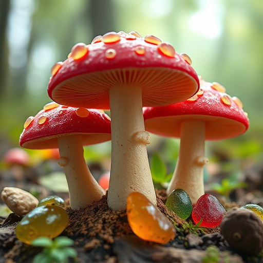 Magic Mushroom Gummies with Nature Background