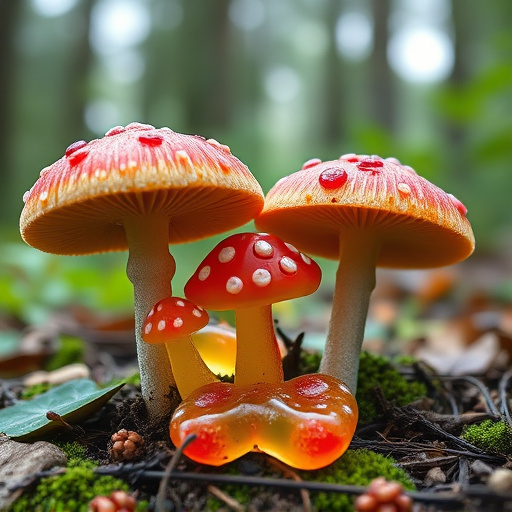 Magic Mushroom Gummies with Nature Background