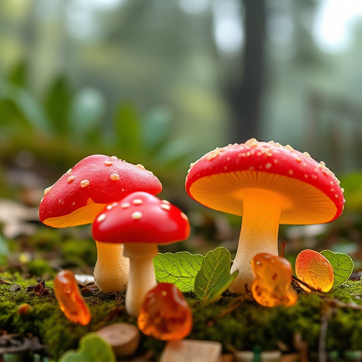 Magic Mushroom Gummies with Nature Background