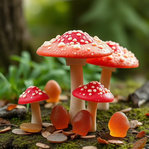 Magic Mushroom Gummies with Nature Background