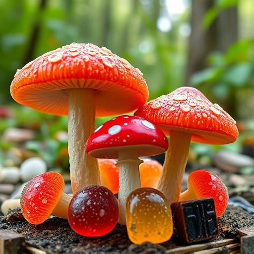 Magic Mushroom Gummies with Nature Background
