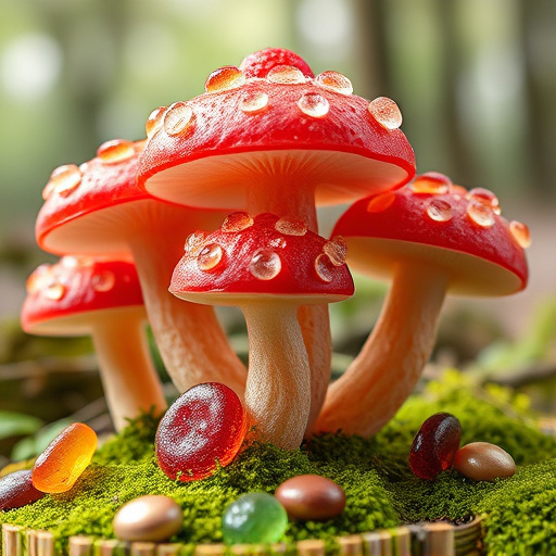 Magic Mushroom Gummies with Nature Background