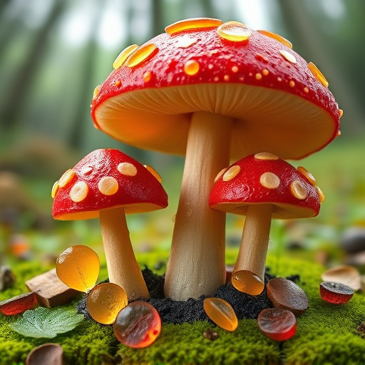 Magic Mushroom Gummies with Nature Background