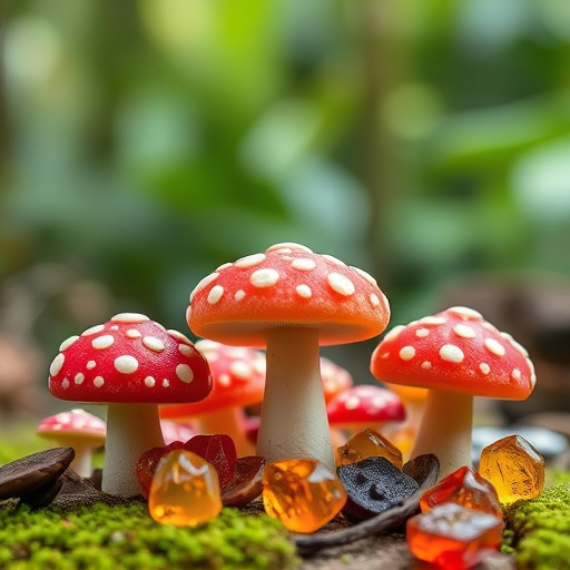 Magic Mushroom Gummies with Nature Background