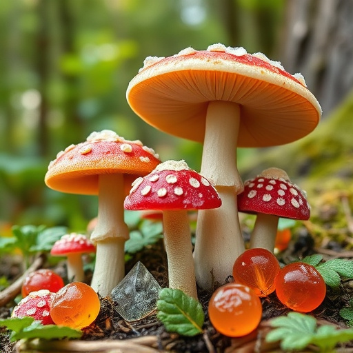 Magic Mushroom Gummies with Nature Background