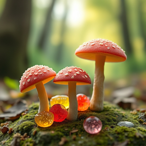 Magic Mushroom Gummies with Nature Background