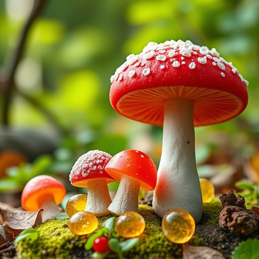 Magic Mushroom Gummies with Nature Background