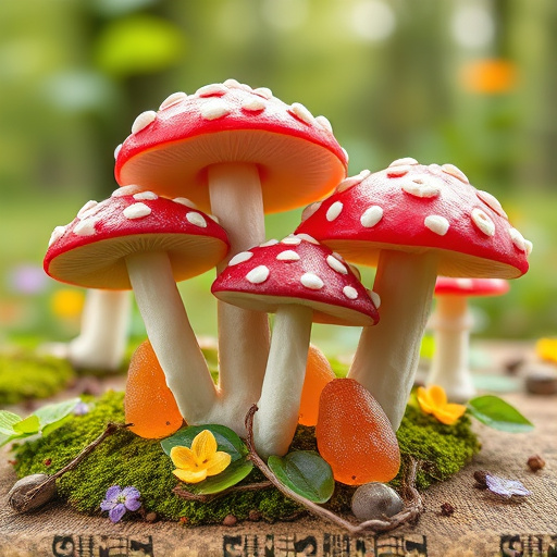 Magic Mushroom Gummies with Nature Background