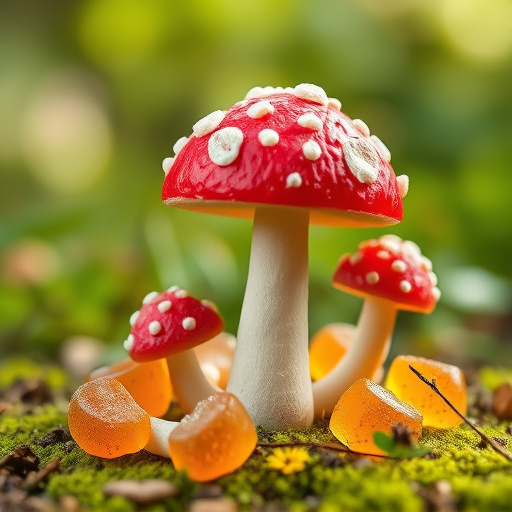 Magic Mushroom Gummies with Nature Background